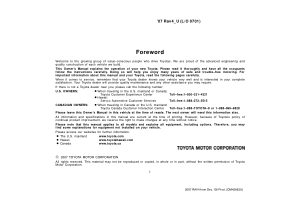 2007 Toyota RAV4 Owners Manual through Dec 2006 Prod